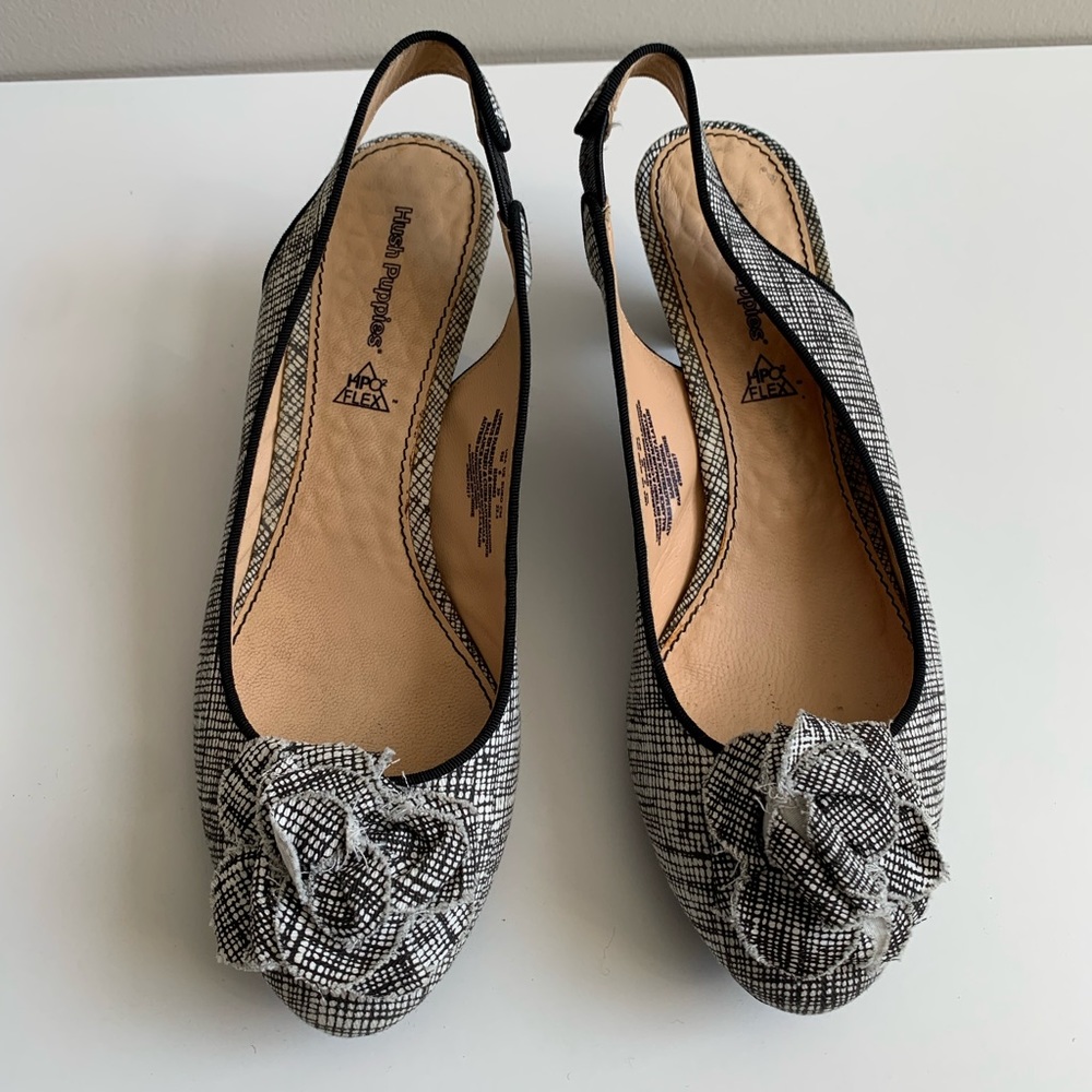 Hush Puppy Cross-Hatch Pattern Slingbacks